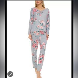 🔥Flora Nikrooz Gray Floral Pajama Set Sz M NWT